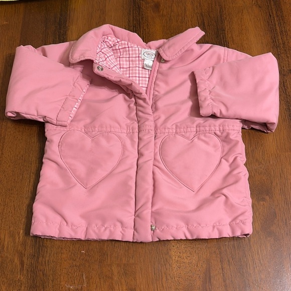 PRE OWNED TALBOTS SIZE 24 MONTH PINK COAT WITH HEART POCKETS - Picture 1 of 11